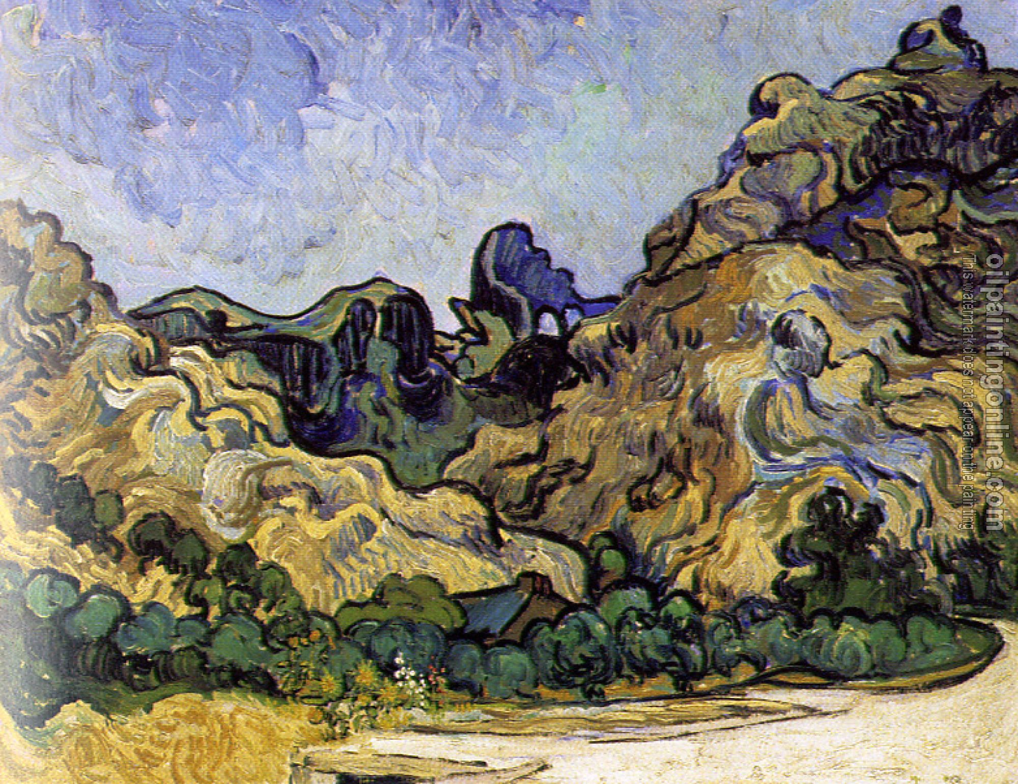Gogh, Vincent van - Mountains with Dark Hut